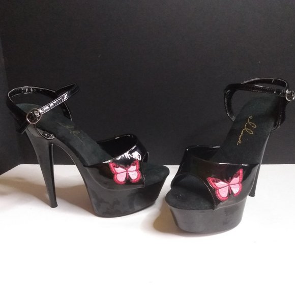 Ellie pointed stiletto heels size 7 butterfly embordered design 6" tall - Picture 1 of 6